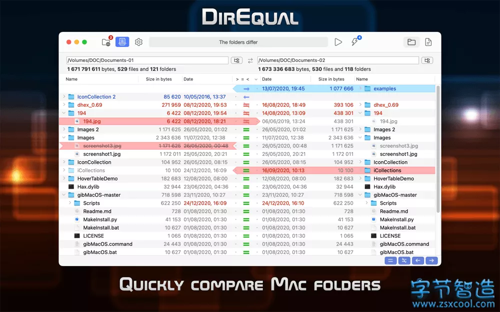 DirEqual for Mac 3.8.3 高级目录及文件比较工具-字节智造