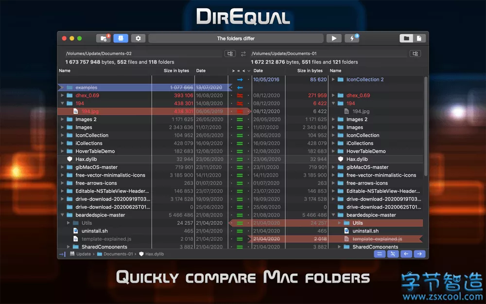 DirEqual for Mac 3.8.3 高级目录及文件比较工具-字节智造